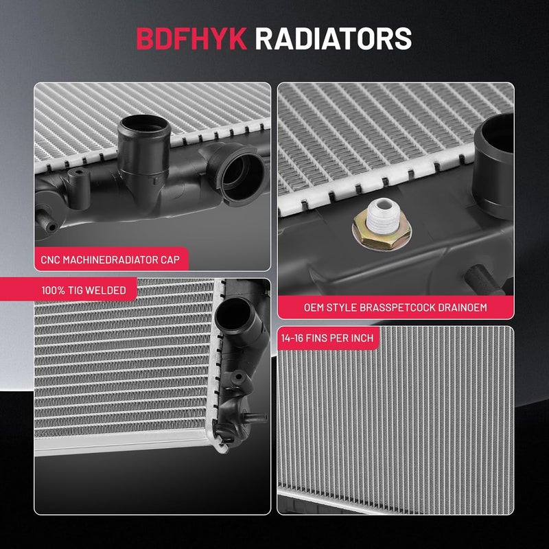 BDFHYK CU2215 Aluminum Radiator Compatible with Nissan Frontier 1998-2004 2006-2015, Compatible with Nissan Frontier 1999-2004, Compatible with Nissan Xterra 2000-2004 2.4L l4/3.3L V6 Replace 8012215 - Image 5